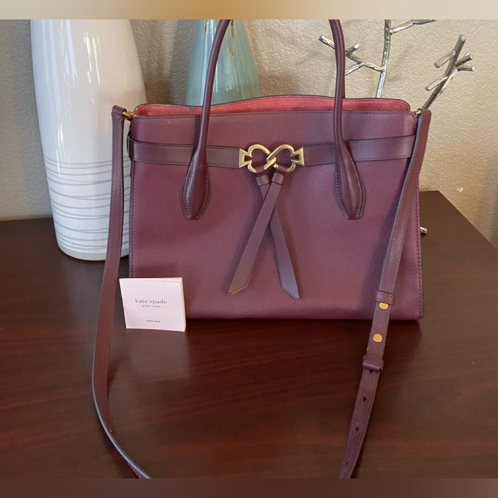 ❤️‍🔥KATE SPADE Burgundy Toujours Leather Satchel Tote❤️‍🔥